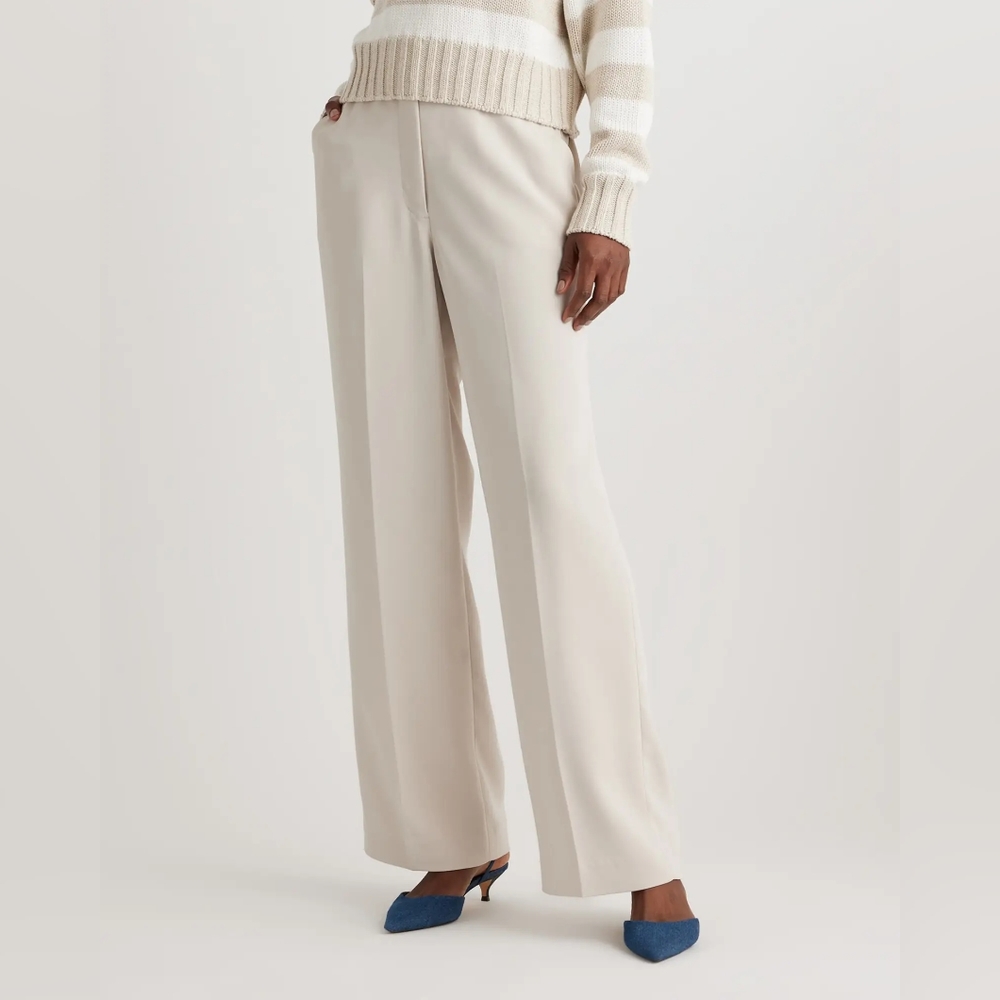 NWT Quince Stretch Crepe Classic Trouser Pant Sand Sz 10